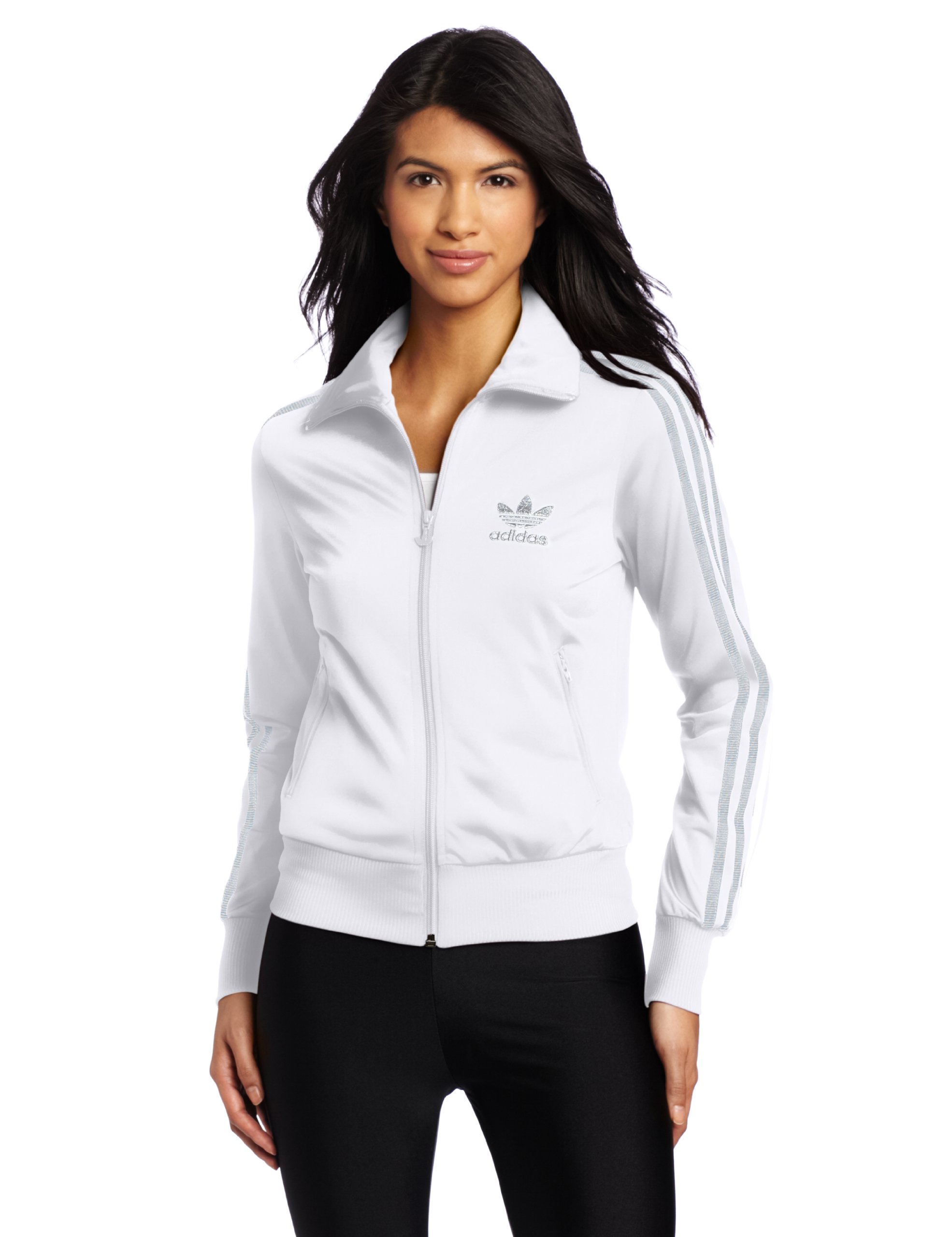 adidas Women's adi Firebird Track Top (White, Metallic